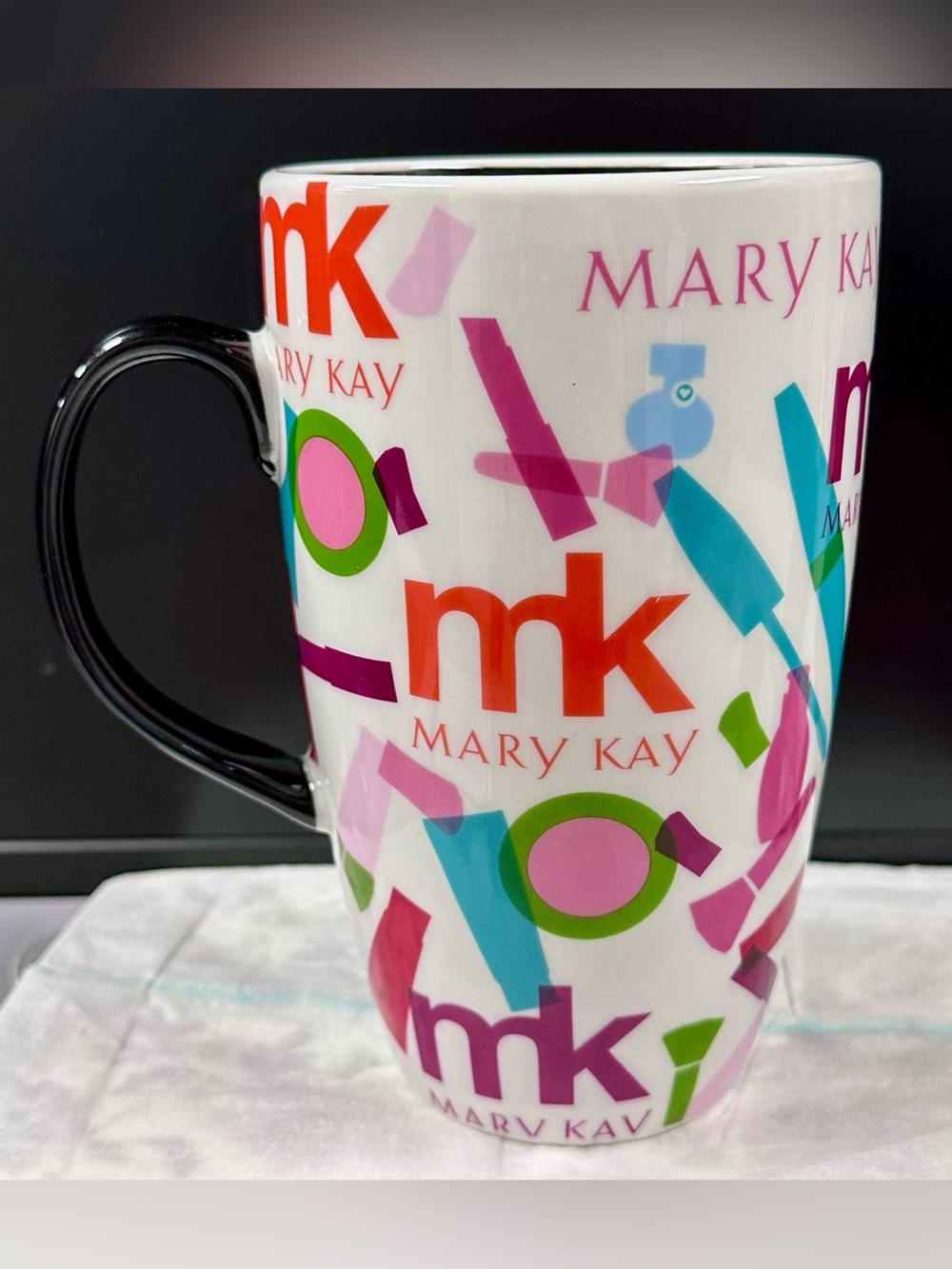 Mary Kay White Mug with Multicolor Logo Accents